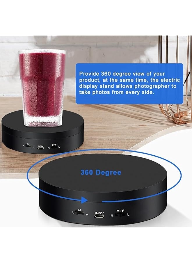 erorex 360° Electric Rotating Turntable Usb Charging Motorized Display Stand Platform With 3 Speed Adjustable 1Kg Load For Jewelry Photography Products Live Show Video Shoot Also Battery Operate  - Image 3