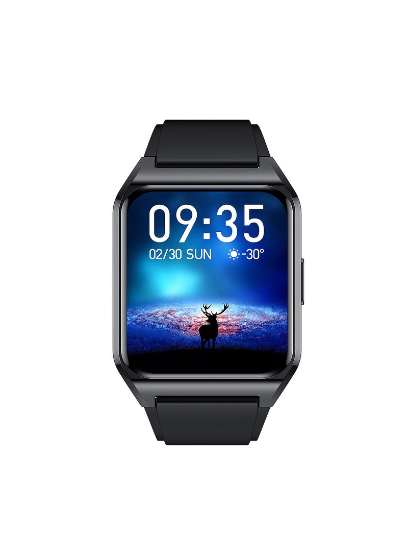 AROAQ H60 Smart Watch Bluetooth Calling Body Temperature Heart Rate Smartwatch IP67 Waterproof Sports Fitness Tracker Watches For Men And Women With Black Silicone Strap - Image 2