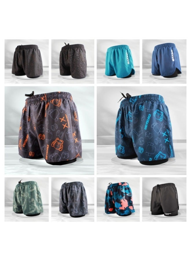 إسكدنيا شورت سباحة رجالي مضاد للإحراج بطبقة مزدوجة للسباحة على الشاطئ ربيع حار للرجال بوكسر احترافي فضفاض سريع الجفاف شورت سباحة قصير - اللون: برتقالي 3602-1 (مقاسان) يرجى طلب XXL- - Image 5