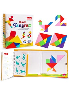 kizh Travel Tangram Puzzle Magnetic Puzzle Book Game Road Trip Game Jigsaw Shapes Dissection Stem Games With Solution Iq Educational Toy For Kid Adult Challenge Brain Teasers 240 Patterns(2Pcs Tangrams)  - Image 1