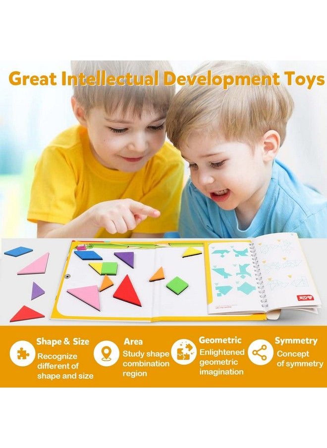 kizh - Travel Tangram Puzzle Magnetic Puzzle Book Game Road Trip Game Jigsaw Shapes Dissection Stem Games With Solution Iq Educational Toy For Kid Adult Challenge Brain Teasers 240 Patterns(2Pcs Tangrams) - Image 1