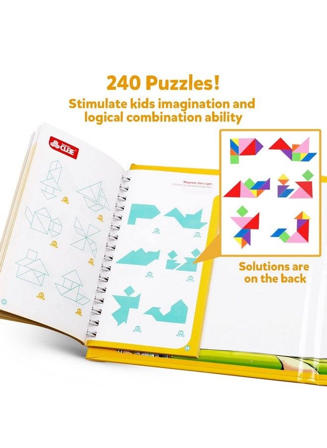 kizh - Travel Tangram Puzzle Magnetic Puzzle Book Game Road Trip Game Jigsaw Shapes Dissection Stem Games With Solution Iq Educational Toy For Kid Adult Challenge Brain Teasers 240 Patterns(2Pcs Tangrams) - Image 1