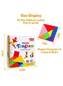 kizh Travel Tangram Puzzle Magnetic Puzzle Book Game Road Trip Game Jigsaw Shapes Dissection Stem Games With Solution Iq Educational Toy For Kid Adult Challenge Brain Teasers 240 Patterns(2Pcs Tangrams)  - Image 3
