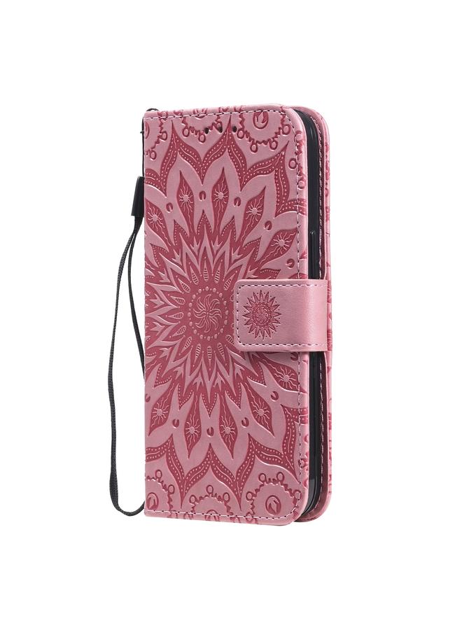 زبون جراب لهاتف iPhone 13 مطبوع عليه نقشة عباد الشمس، جراب من جلد البولي يوريثان قابل للطي أفقيًا مع حامل وفتحات للبطاقات ومحفظة وحبل تثبيت - Image 3