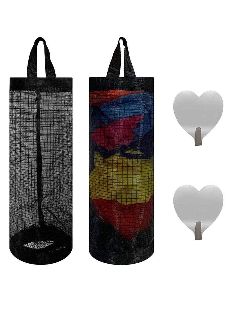 Excefore 2 Packs Plastic Bag Holder for Kitchen Hanging Mesh Storage Organizer, Large Grocery Shopping Bags Dispenser  - Image 1
