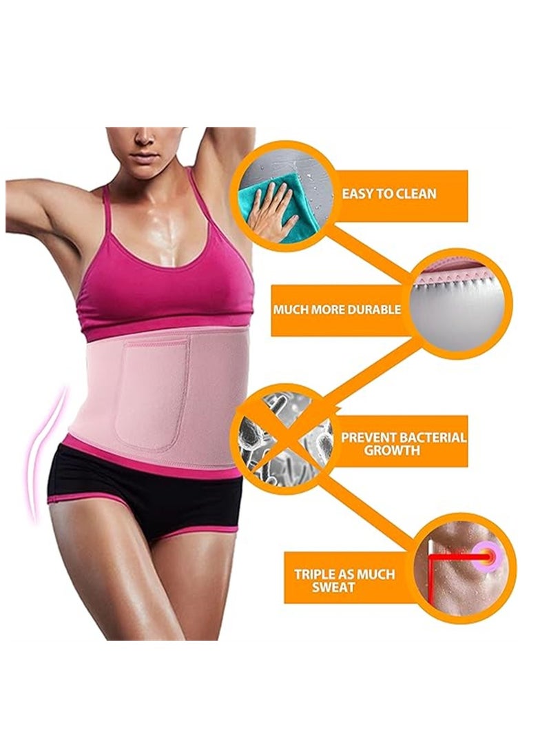 كاست ويف مدرب الخصر للنساء، حزام تدريب الخصر الوردي وحزام العرق، دعامة الظهر لتخفيف الألم، إجهاد أسفل الظهر، تقليل وزن البطن، حزام العرق، حزام البطن، لف المعدة - Image 3