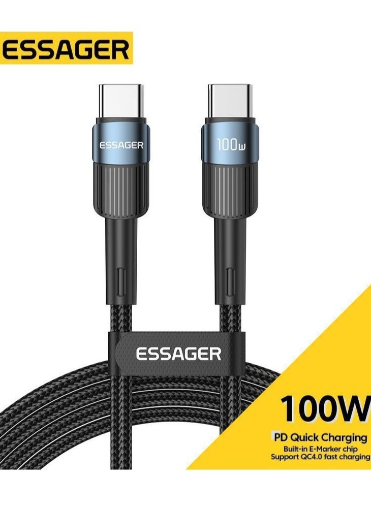 ESSAGER Super Fast Durable High Speed 100W Charging Cable 5A USB-C To USB-C Charging CablenType C To Type C Charging Cable PD Fast Charging Cable 1 Meter  - Image 1
