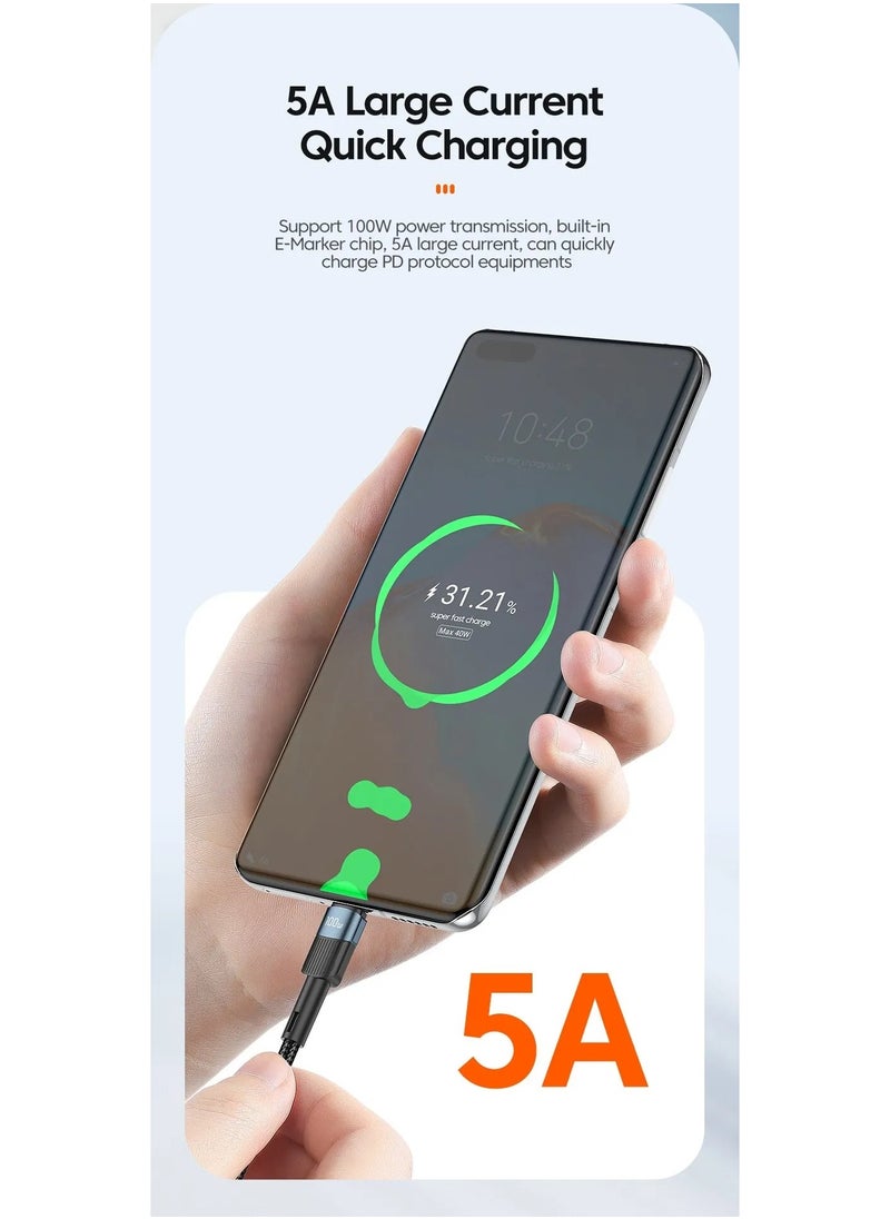 ESSAGER Super Fast Durable High Speed 100W Charging Cable 5A USB-C To USB-C Charging CablenType C To Type C Charging Cable PD Fast Charging Cable 1 Meter  - Image 3