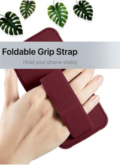Wtech Oppo Reno12 5G 2024 Hand Grip Foldable Magnetic Kickstand Wrist Strap Finger Grip With Built-In Iron Case Cover Maroon  - Image 2
