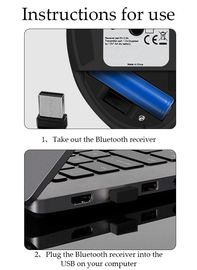 DUNISO - Bluetooth Mouse Wireless Mouse with 6 Buttons 3 Adjustable DPI Levels Ergonomic Computer Mouse for Laptop Computer Mac PC Windows Chromebook Notebook - Image 1