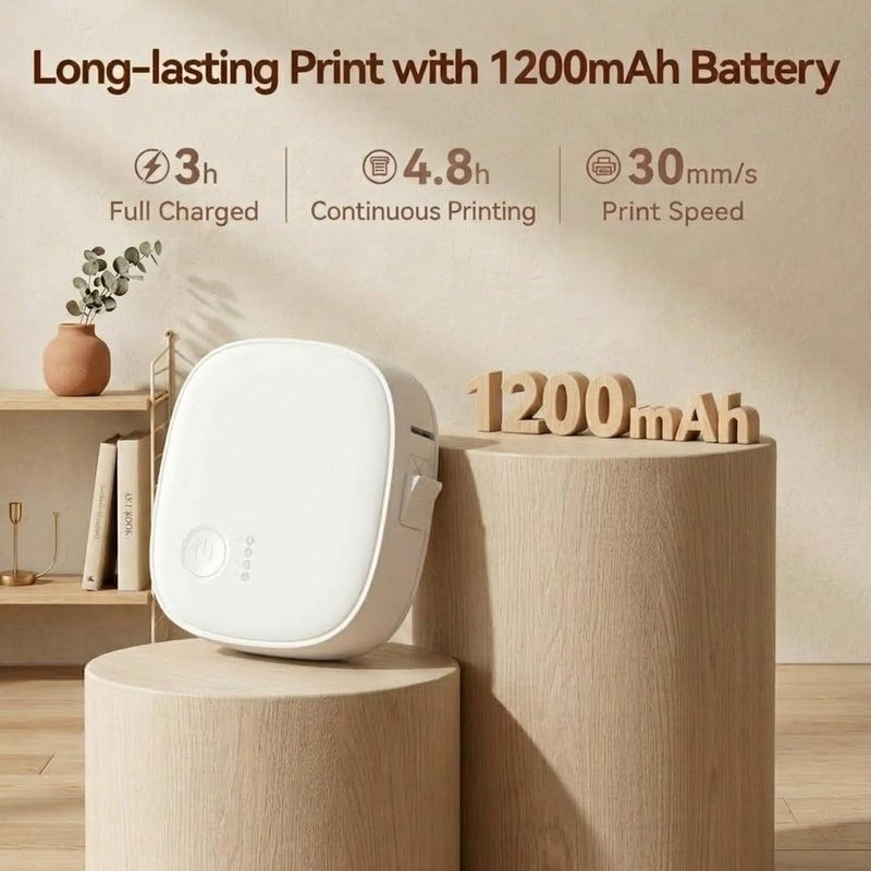 Mini Label Maker Machine with Tape, Portable Bluetooth Mini Label Printer, Wireless Thermal Label Maker, Waterproof Rechargeable, Built-in Cutter, for Home, Office, Kitchen White - Image 5