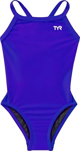 TYR Sport Girls' Solid Diamondback Swim Suit (Royal, 20) - Image 3