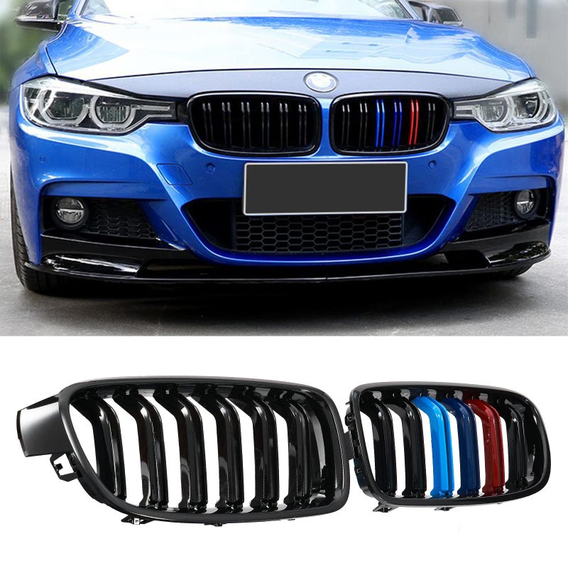 DEKEWEI M Color F30 Grill Front Kidney Grille for 20122018 BMW 3 Series F30 F31 Double Slats Gloss M Color Grills 2pcs