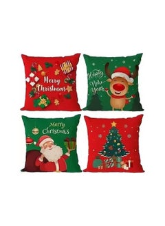 Pack Of 4 Christmas Cushion Covers Without Filler-45x45 CM Square Covers–Festive Decorative Pillow Cases For Sofa,Couch And Bed–Perfect For Holiday Home Decor