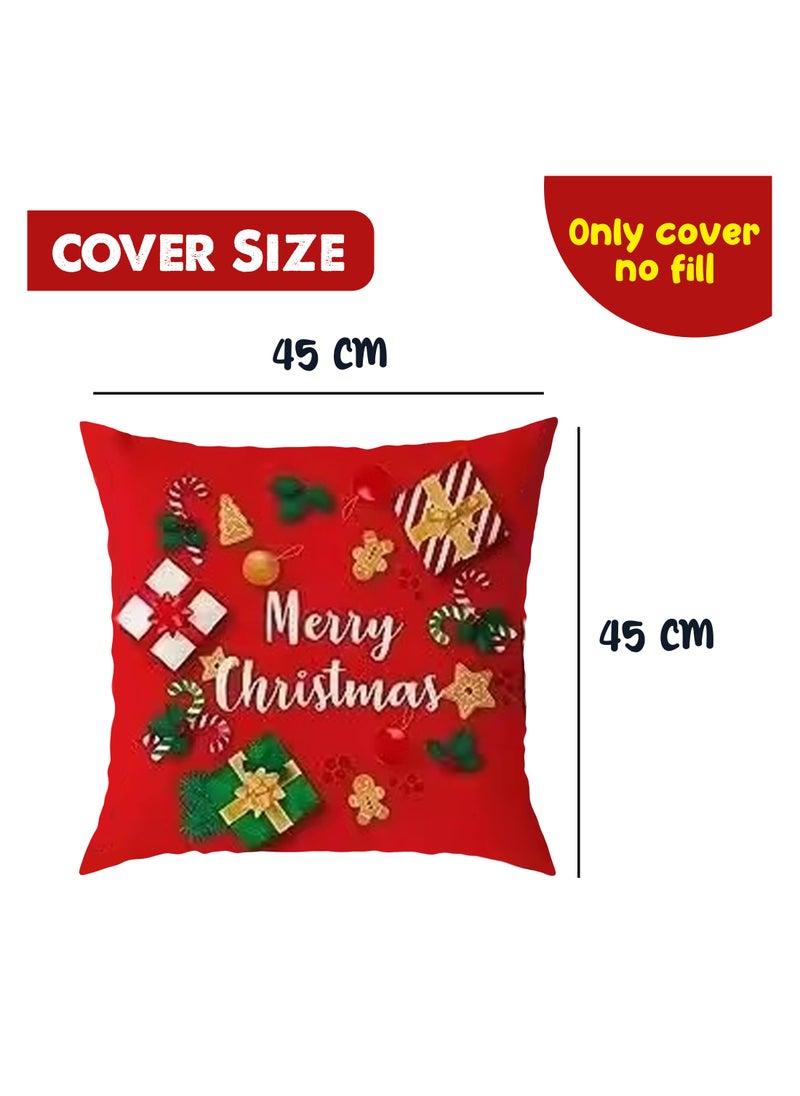 PRINTSHOP4ME - Pack Of 4 Christmas Cushion Covers Without Filler-45x45 CM Square Covers–Festive Decorative Pillow Cases For Sofa,Couch And Bed–Perfect For Holiday Home Decor - Image 1