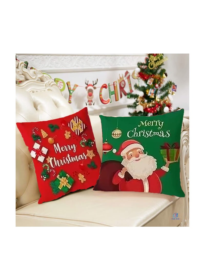 PRINTSHOP4ME - Pack Of 4 Christmas Cushion Covers Without Filler-45x45 CM Square Covers–Festive Decorative Pillow Cases For Sofa,Couch And Bed–Perfect For Holiday Home Decor - Image 1