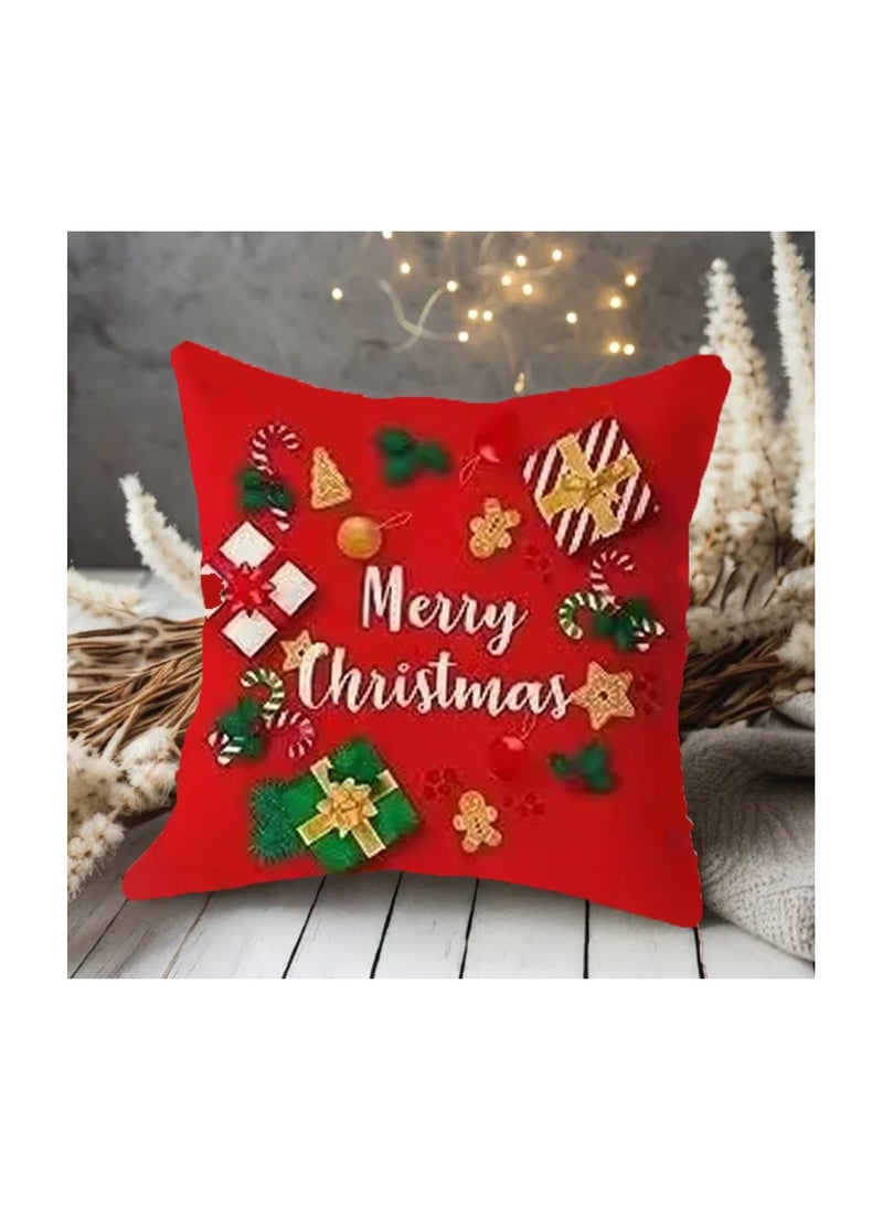 PRINTSHOP4ME - Pack Of 4 Christmas Cushion Covers Without Filler-45x45 CM Square Covers–Festive Decorative Pillow Cases For Sofa,Couch And Bed–Perfect For Holiday Home Decor - Image 1