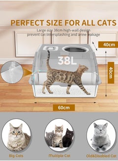 Garlo Stainless Steel Cat Litter Box with Lid, Extra Large Enclosed Hign-Sided Litter Box with Removable Lid, Odor Free, Easy Cleaning, Non-Sticky, Anti-Urine Leakage, for Big Cats/Multiples(Gray)  - Image 5
