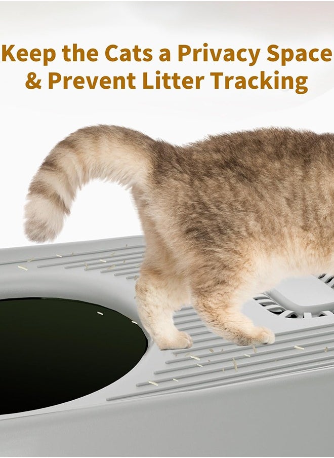 Stainless Steel Cat Litter Box with Lid, Extra Large Enclosed Hign-Sided Litter Box with Removable Lid, Odor Free, Easy Cleaning, Non-Sticky, Anti-Urine Leakage, for Big Cats/Multiples(Gray)