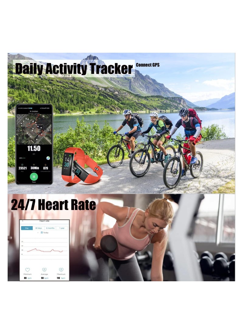 W4YOU - Fitness Tracker with Step Counter ,Calories,Stopwatch,IP68,Health Tracker with Heart Rate Monitor,Sleep Tracker,Blood Oxygen,Temperature,Smartwatch,Camera Control, Message Notifications - Image 1