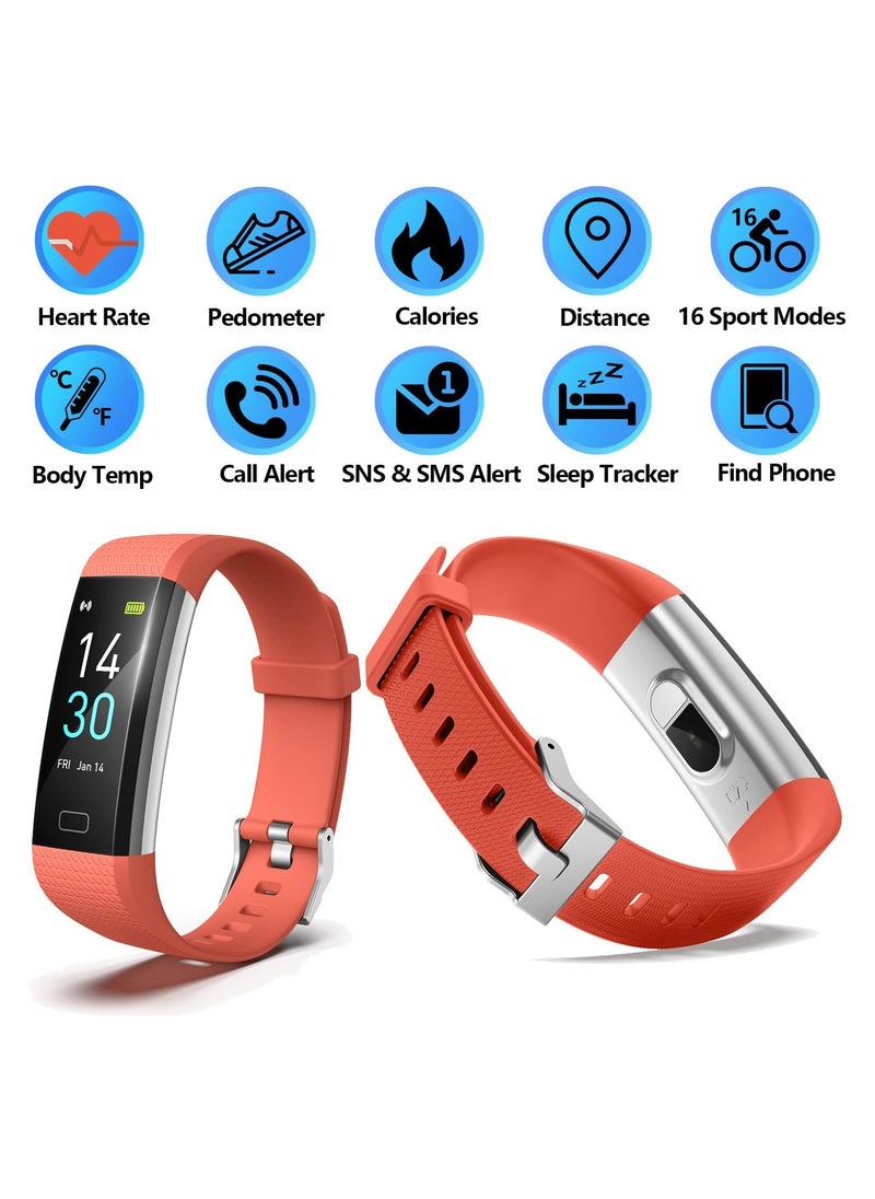 W4YOU - Fitness Tracker with Step Counter ,Calories,Stopwatch,IP68,Health Tracker with Heart Rate Monitor,Sleep Tracker,Blood Oxygen,Temperature,Smartwatch,Camera Control, Message Notifications - Image 1
