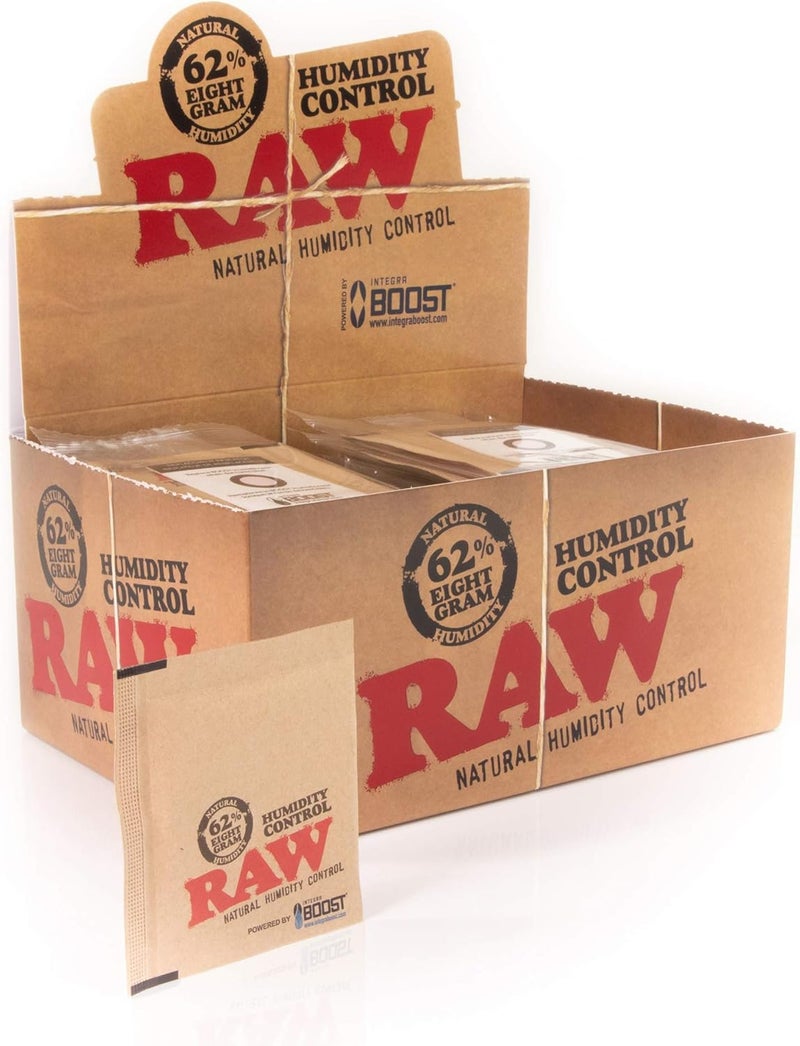 Raw X Integra 8GM 62% Humidity Packs | 62% RH Humidity Control | Keep Your Cigars or Prerolled Cigarettes Fresh | 60 Total Humidifying Packs - Image 1