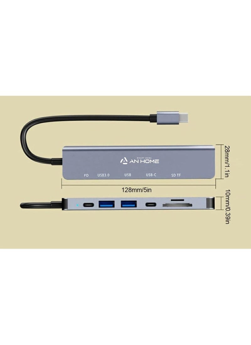 Captaintech - USB C Hub HDMI Adapter SD Card Reader 7-in-1 USB-C Multiport USB 3.0 Type C 87W PD Charging USBC Adaptator Dongle Dock Converter for Apple MacBook Pro Air USB-C Laptop Computer Accessories - Image 1