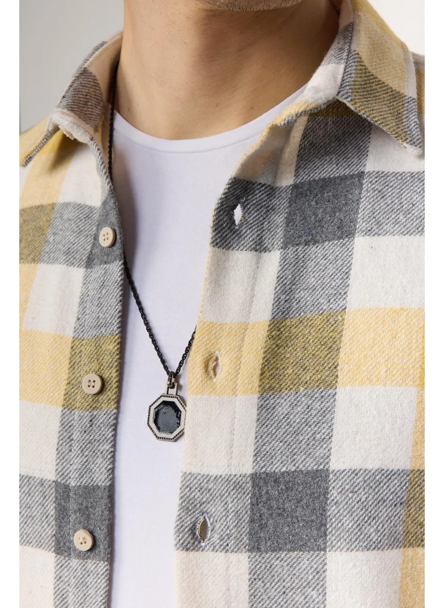 Tudors Slim Fit Slim Fit Checkered Lumberjack Yellow-White Men's Shirt