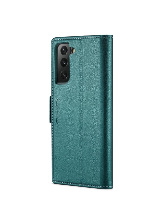 CaseMe - Flip Wallet Case For Samsung Galaxy S21 Fe [RFID Blocking] PU Leather Wallet Flip Folio Case with Card Holder Kickstand Shockproof Phone Cover (Green) - Image 1
