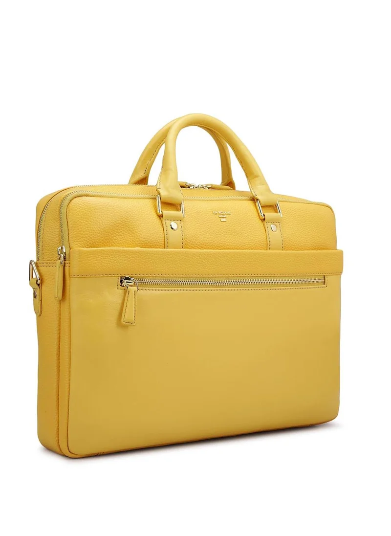 Da Milano Da Milano Genuine Leather Yellow Laptop Bag