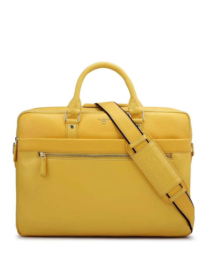 دا ميلانو حقيبة لاب توب جلد طبيعي داي ميلانو أصفر