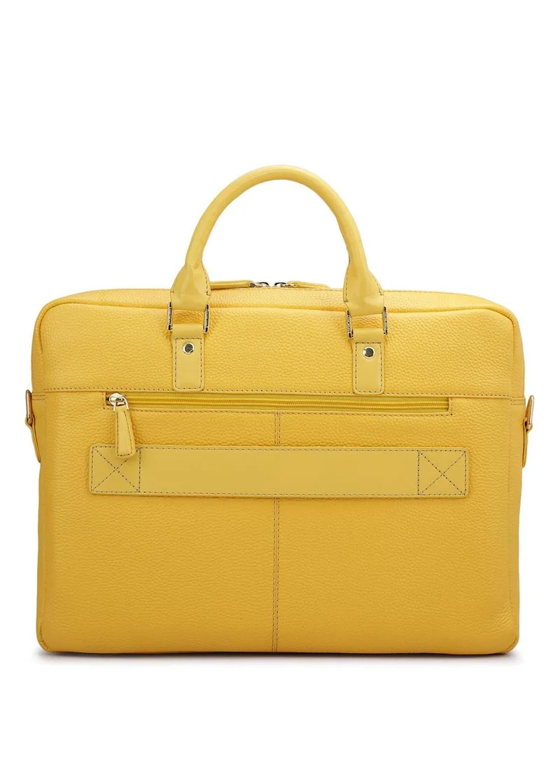 Da Milano Da Milano Genuine Leather Yellow Laptop Bag