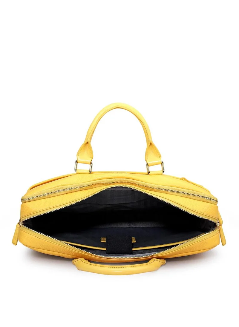 Da Milano Da Milano Genuine Leather Yellow Laptop Bag