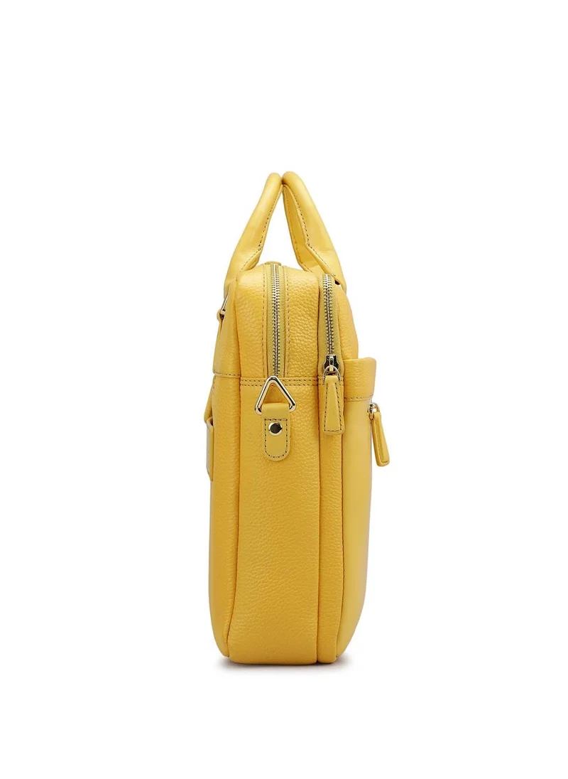 Da Milano Da Milano Genuine Leather Yellow Laptop Bag
