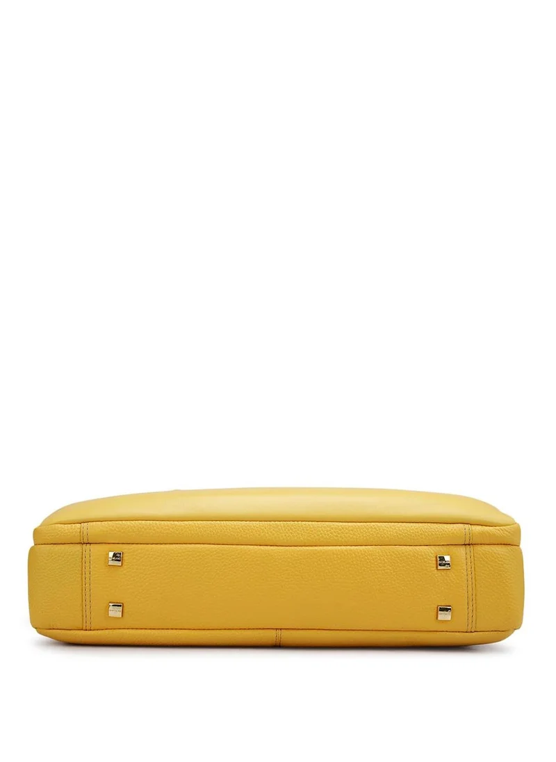 Da Milano Da Milano Genuine Leather Yellow Laptop Bag