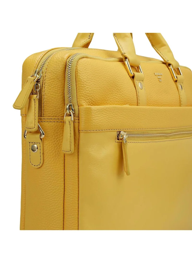 Da Milano Da Milano Genuine Leather Yellow Laptop Bag