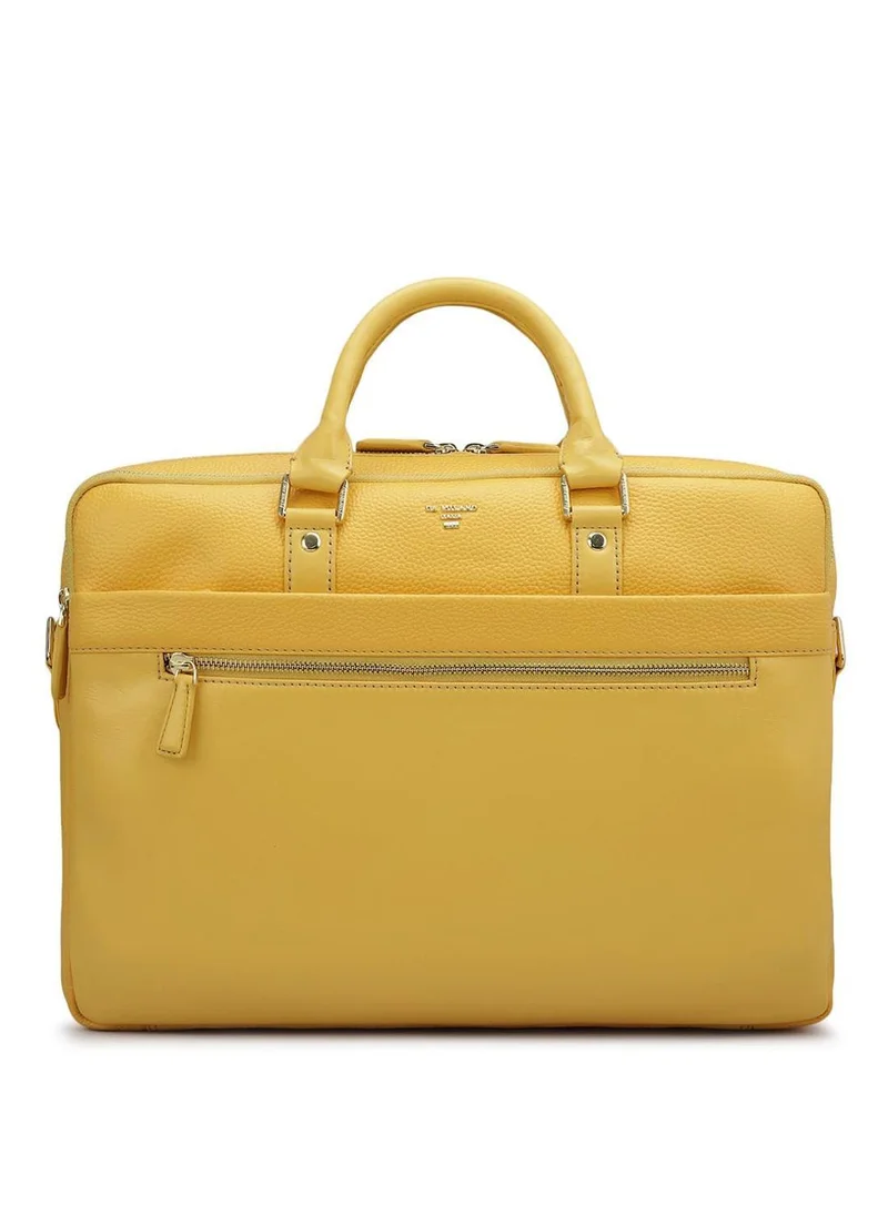 Da Milano Da Milano Wax-Finish Leather Laptop Bag - Yellow (CB-10144MIMOSA)