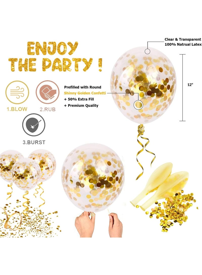 7Pc Happy Birthday Balloon Set – Gold Foil & Latex Balloons, Confetti, Boys & Girls Party Decoration
