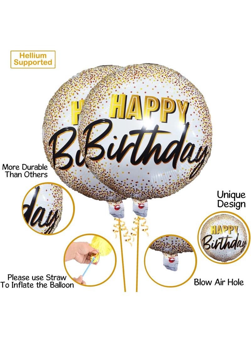 7Pc Happy Birthday Balloon Set – Gold Foil & Latex Balloons, Confetti, Boys & Girls Party Decoration
