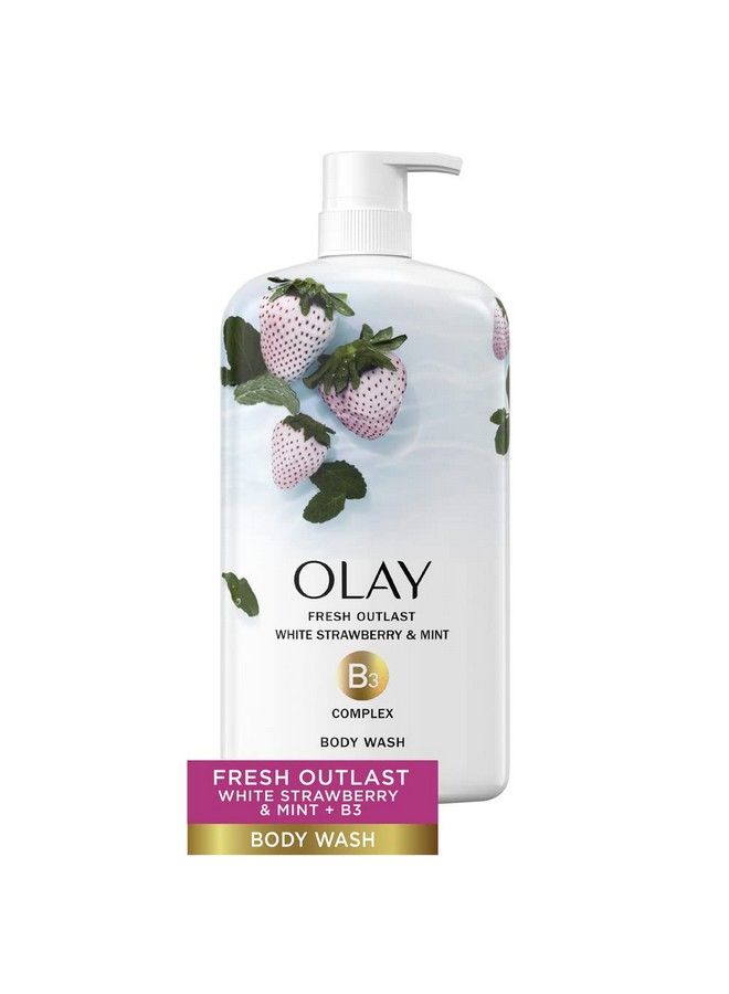 Olay غسول جسم مرطب فريش أوتلاست بارد بالفراولة البيضاء والنعناع مع مضخة 30 أونصة سائلة - Image 2