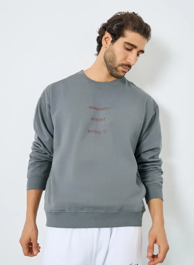 Eco Earth Relaxed Fit Printed Fleece Sweatshirt