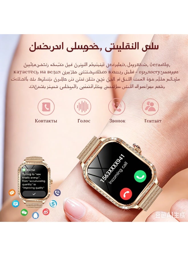 ساعة ذكية فاخرة نسائية للأعمال بشاشة HD 1.75 بوصة، مكالمات بلوتوث، ومقاومة للماء IP68 - Image 3