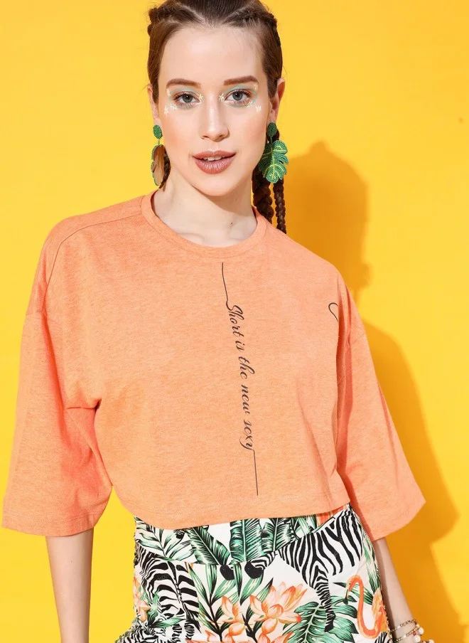 STREET 9 Bright Orange Boxy T-Shirt for Women