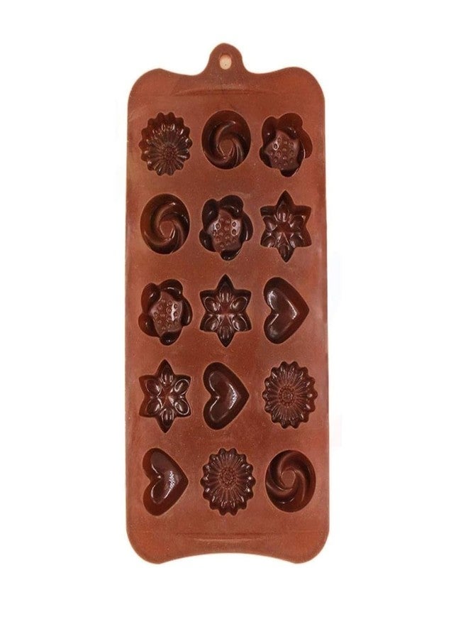 MPR4 15 Cavity, Silicone Chocolate Mould, Flower, Heart Shape, Candy Mold, for Baking, Jelly, Fondant, Cake Decoration, Reusable Chocolate Molds (Pack of 2) - Image 5