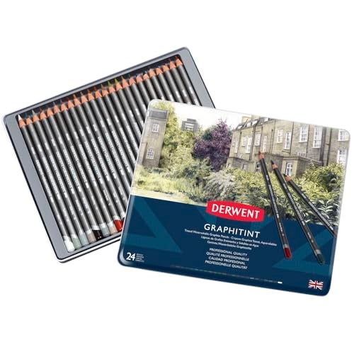 Derwent Graphitint Watersoluble Graphite Drawing Pencils Tin (Set of 24) - Image 1