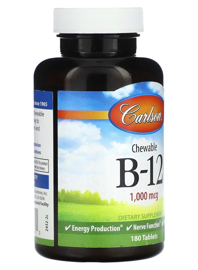 Carlson Chewable B-12 Natural Lemon 1000 mcg 180 Tablets - Image 2