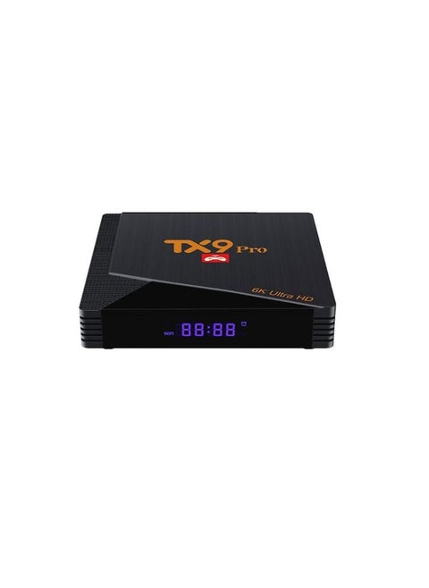 تي في بوكس تي اكس 9 برو أندرويد 2023، 4K، فائق الدقة، واي فاي، 10.0 جيجابايت و2.4 جيجابايت، 1 جيجابايت رام، 8 جيجابايت، مشغل وسائط 2 في 1، وحدة تحكم ألعاب ريترو، جديد 5.8 مع 2 وحدة تحكم لاسلكية أسود