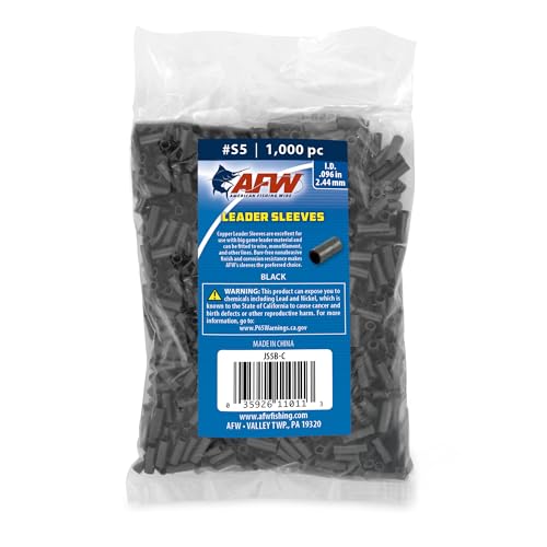 AFW American Fishing Wire Single Barrel Crimp Sleeves Size S5096 Black 1000 pc - Image 1
