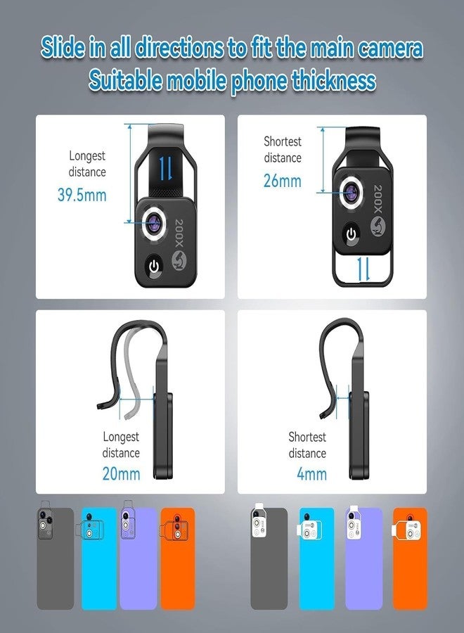 APEXEL 200X Phone Microscope Lens, Nano Zoom Phone Micro Lens for iPhone Android with LED Light CPL Universal Clip, Nanozoom Mini Pocket Digital Microscope, Portable Smartphone Macro Lens Camera - Image 4