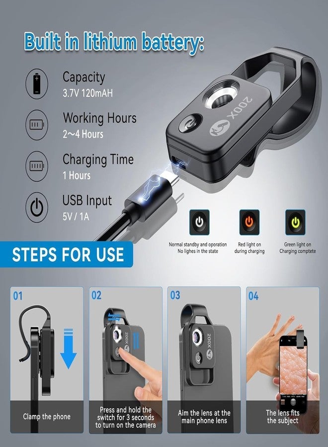 APEXEL 200X Phone Microscope Lens, Nano Zoom Phone Micro Lens for iPhone Android with LED Light CPL Universal Clip, Nanozoom Mini Pocket Digital Microscope, Portable Smartphone Macro Lens Camera - Image 5
